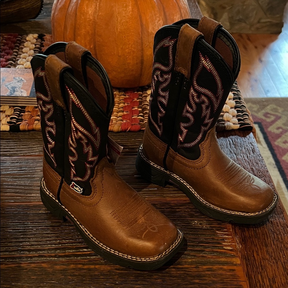 Justin Boots Brown and Black Kids' Western Boots